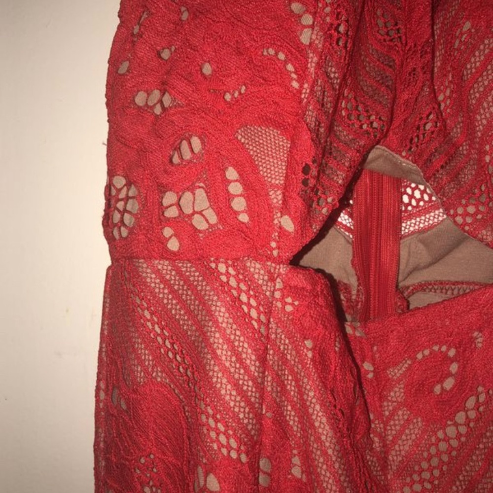 LF Red Lacey Sexy Evening Dress Size S